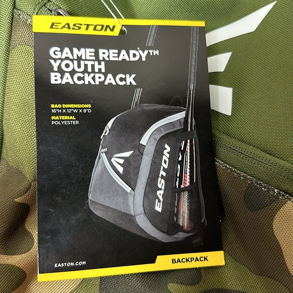 NWT Easton Game Ready Youth Green Camo Baseball Equipment Backpack Bag - Picture 7 of 11